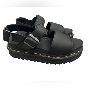 Dr. Martens Voss II Leather Strap Platform black Sandals Size 7